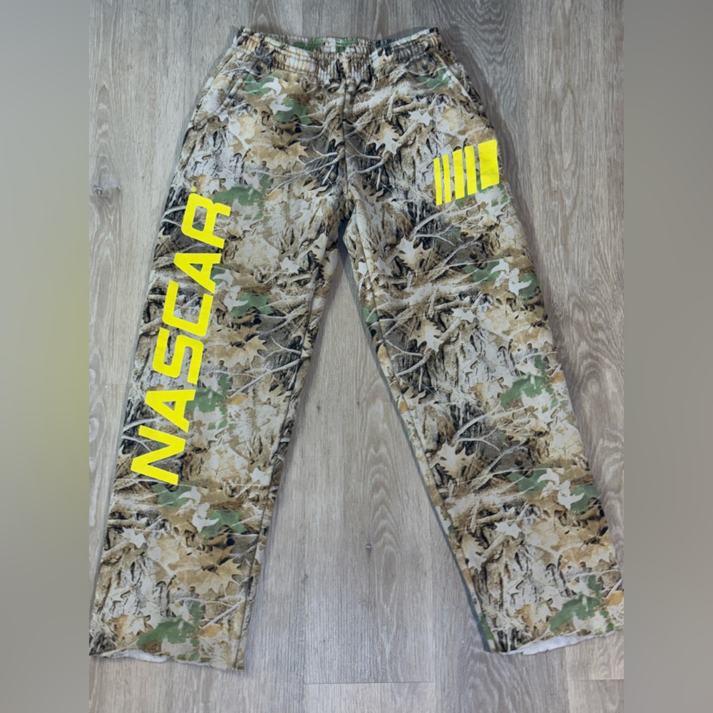 Camo Sweatpants with Yellow NASCAR Logo